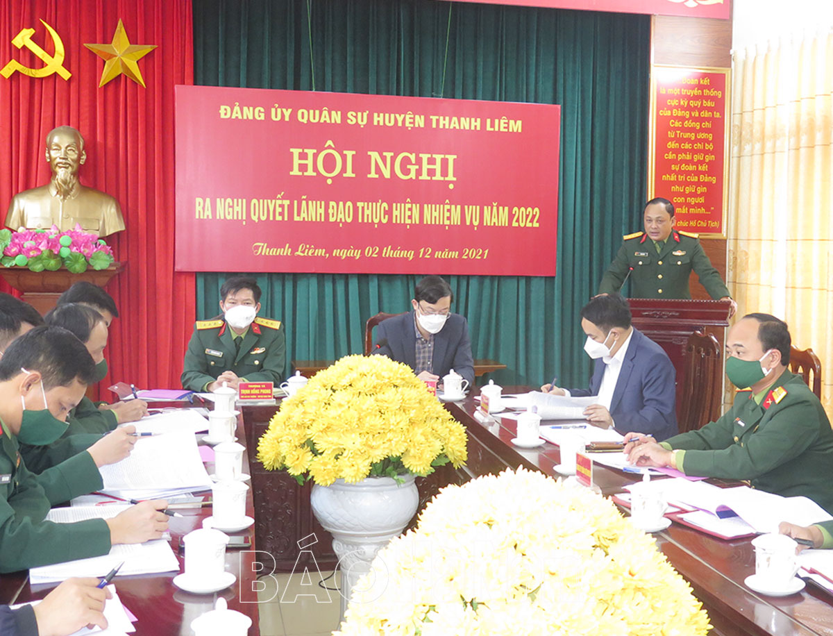 Đảng ủy Quân sự huyện Thanh Liêm ra nghị quyết lãnh đạo thực hiện nhiệm vụ năm 2022