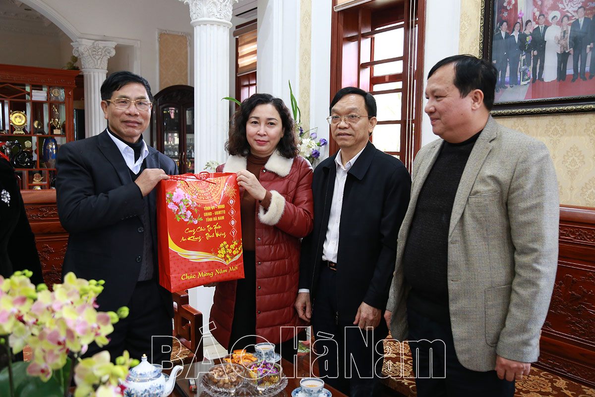 Đồng chí Đinh Thị Lụa Phó bí thư Thường trực Tỉnh ủy thăm và chúc Tết các đồng chí nguyên lãnh đạo tỉnh