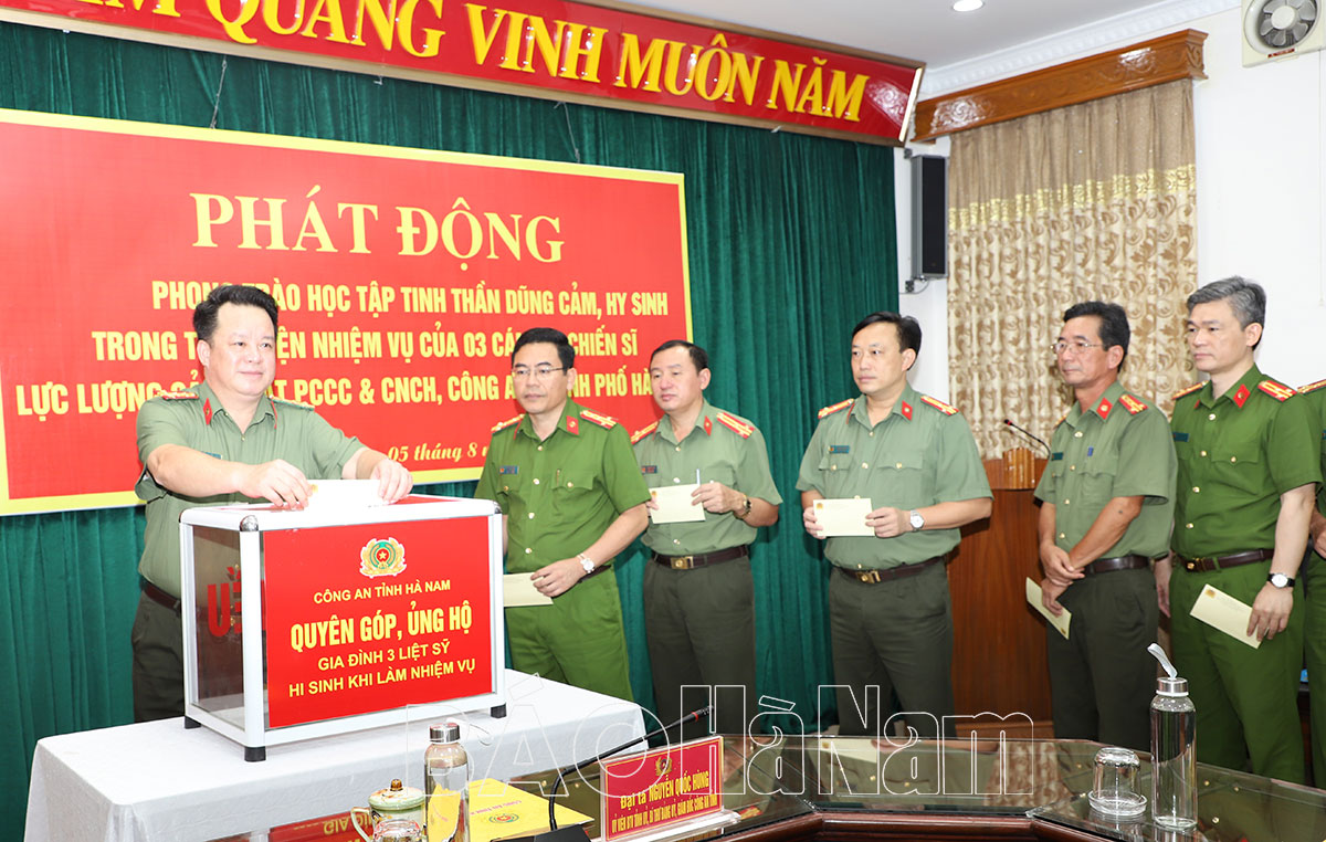 Công an Hà Nam phát động học tập gương dũng cảm hy sinh của 3 liệt sỹ lực lượng Cảnh sát PCCC và CNCH Công an TP Hà Nội