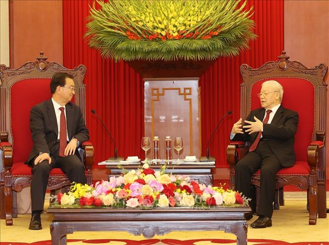 Tổng Bí thư Nguyễn Phú Trọng tiếp Bí thư Tỉnh ủy Vân Nam Trung Quốc