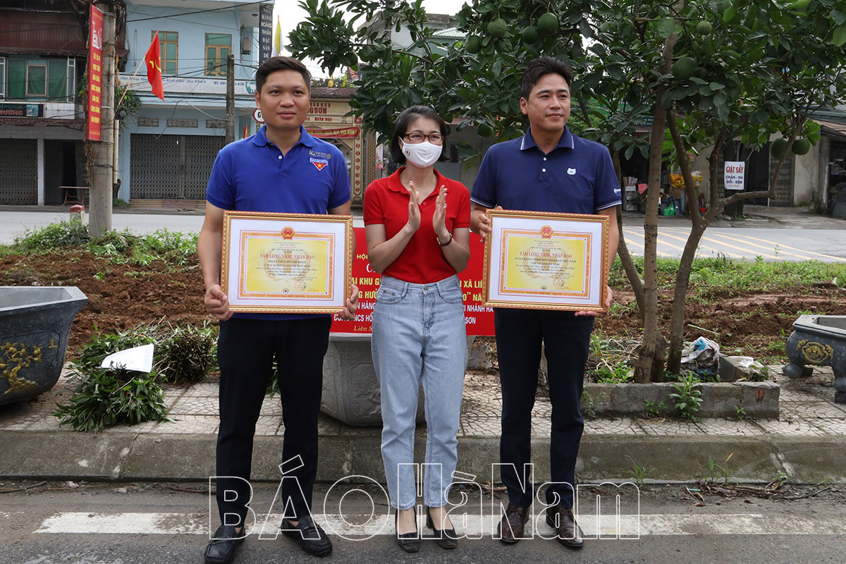 Hội Chữ thập đỏ tỉnh tổ chức chương trình trồng hoa tại khu giãn dân thôn Đồng Sơn xã Liên Sơn