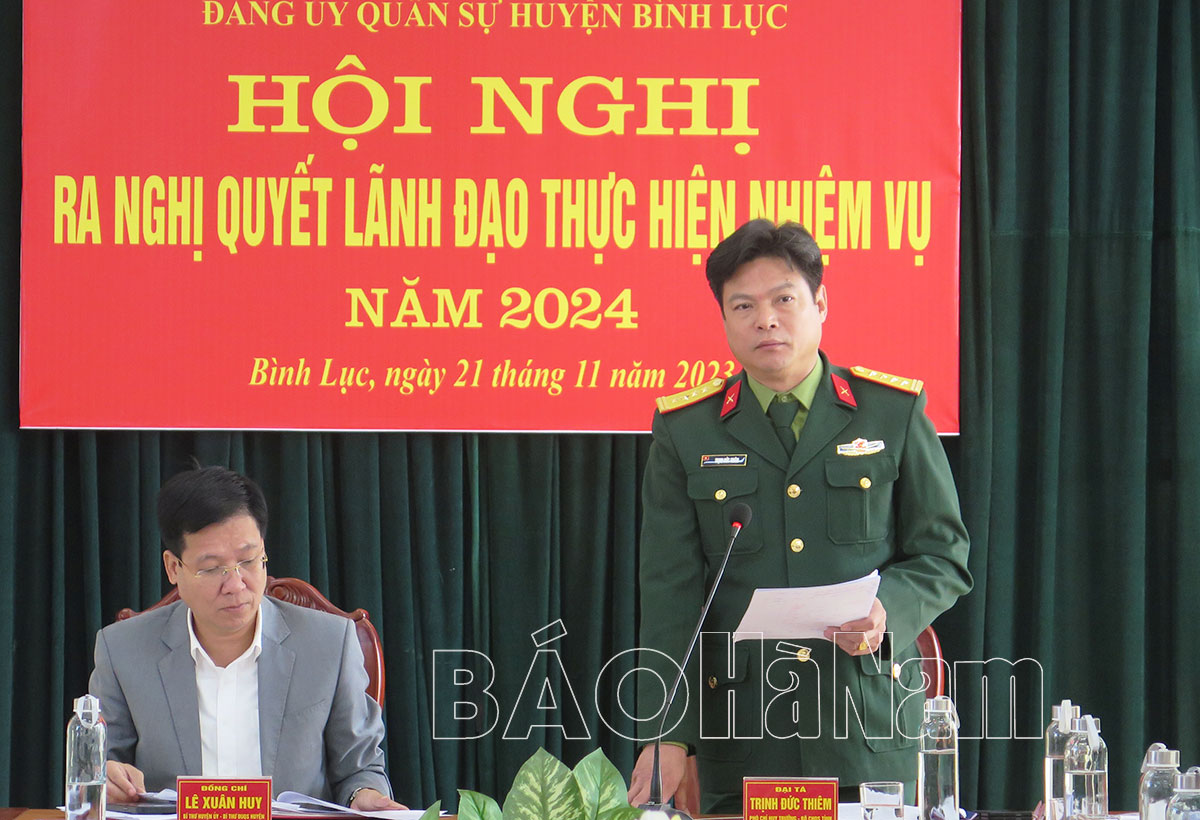 Đảng uỷ Quân sự huyện Bình Lục ra nghị quyết lãnh đạo thực hiện nhiệm vụ năm 2024