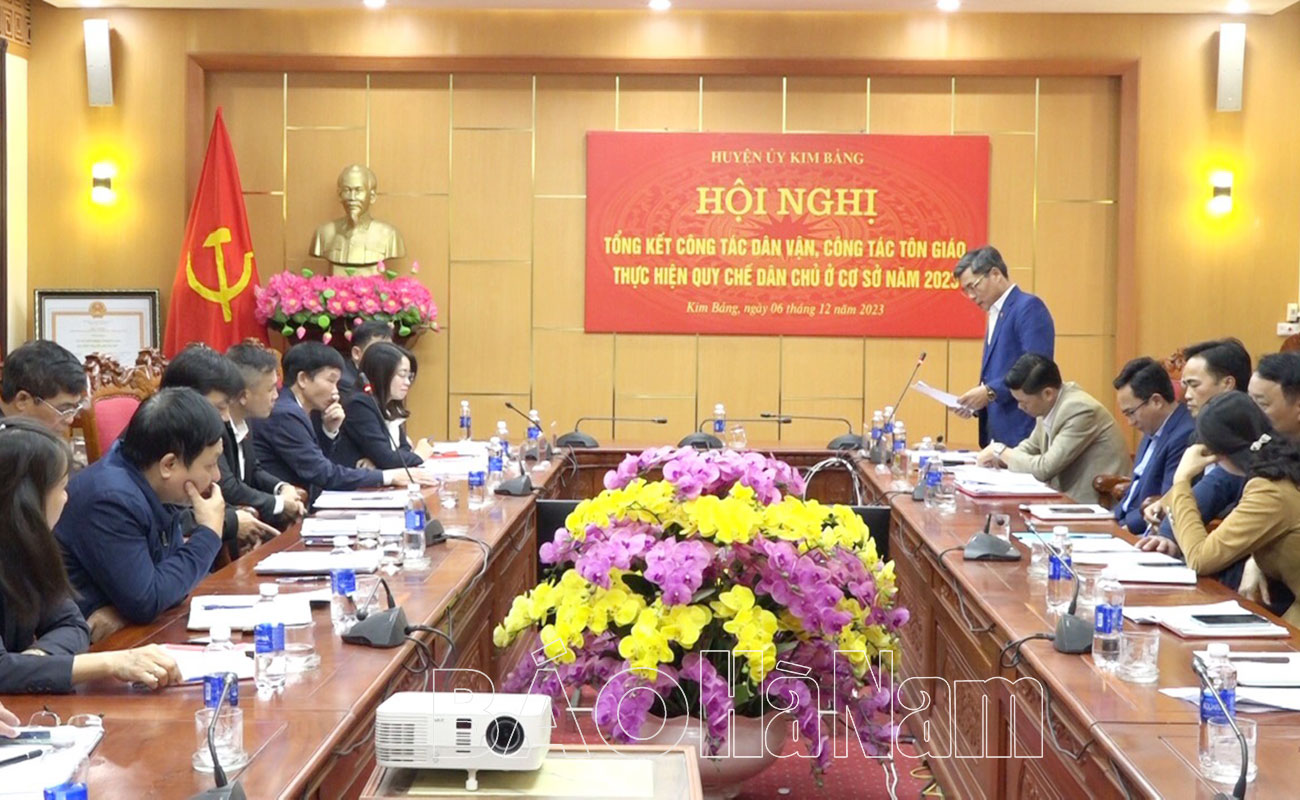 Huyện ủy Kim Bảng tổng kết công tác dân vận công tác tôn giáo QCDC ở cơ sở năm 2023